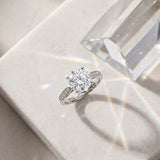 White gold Round Solitaire Diamond Ring with Four-Prong Setting and Tapered Band_15