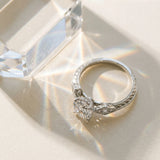 White gold Round Solitaire Diamond Ring with Milgrain Band and Four-Prong Setting_30