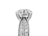 White gold Round Solitaire Diamond Ring with Milgrain Pavé Band and Four-Prong Setting_139