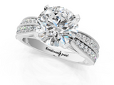 White gold Round Solitaire Diamond Ring with Milgrain Pavé Band and Four-Prong Setting_142