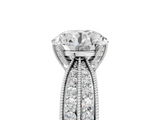 White gold Round Solitaire Diamond Ring with Milgrain Pavé Band and Four-Prong Setting_147