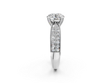 White gold Round Solitaire Diamond Ring with Milgrain Pavé Band and Four-Prong Setting_149