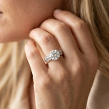 White gold Round Solitaire Diamond Ring with Milgrain Pavé Band and Four-Prong Setting_189