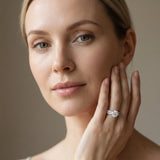White gold Round Solitaire Diamond Ring with Milgrain Pavé Band and Four-Prong Setting_199