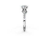 White gold Round Solitaire Diamond Ring with Pavé Band and Four-Prong Setting_204