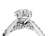 White gold Round Solitaire Diamond Ring with Pavé Band and Four-Prong Setting_206