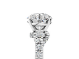 White gold Round Solitaire Diamond Ring with Pavé Band and Four-Prong Setting_207