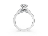 White gold Round Solitaire Diamond Ring with Pavé Band and Four-Prong Setting_210