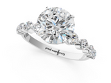 White gold Round Solitaire Diamond Ring with Pave Band and Four-Prong Setting_249