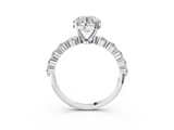 White gold Round Solitaire Diamond Ring with Pave Band and Four-Prong Setting_251