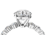 White gold Round Solitaire Diamond Ring with Pave Band and Four-Prong Setting_252