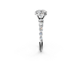 White gold Round Solitaire Diamond Ring with Pave Band and Four-Prong Setting_285