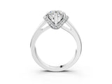 White gold Round Solitaire Diamond Ring with Pave Band and Six-Prong Setting_54