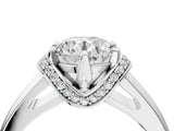 White gold Round Solitaire Diamond Ring with Pave Band and Six-Prong Setting_55