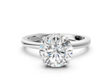 White gold Round Solitaire Diamond Ring with Prong Setting and Plain Band_62