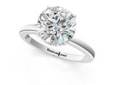 White gold Round Solitaire Diamond Ring with Prong Setting and Plain Band_63