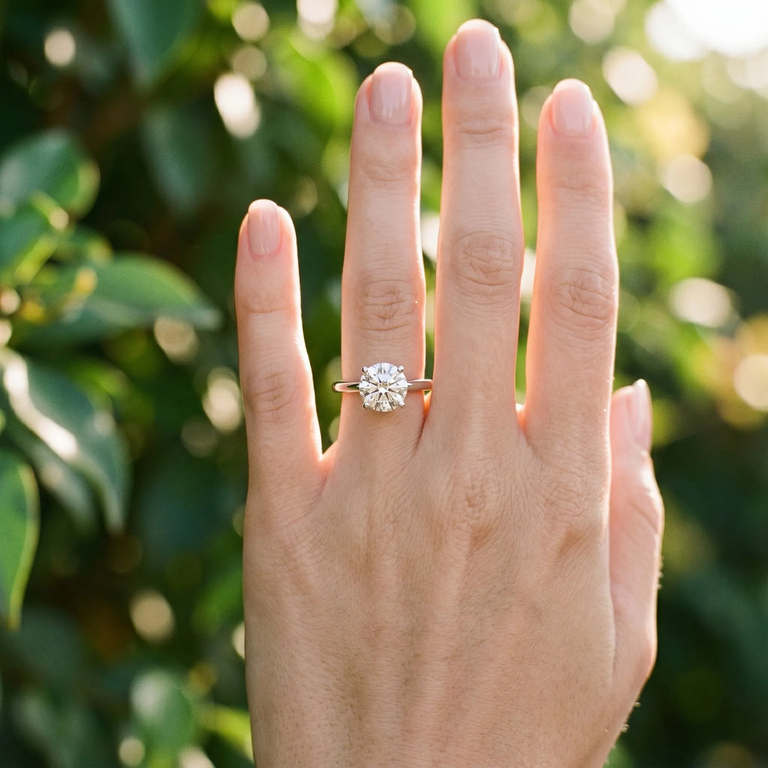 White gold Round Solitaire Diamond Ring with Prong Setting and Plain Band_6