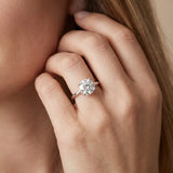 White gold Round Solitaire Diamond Ring with Prong Setting and Plain Band_8