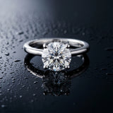 White gold Round Solitaire Diamond Ring with Prong Setting and Plain Band_9