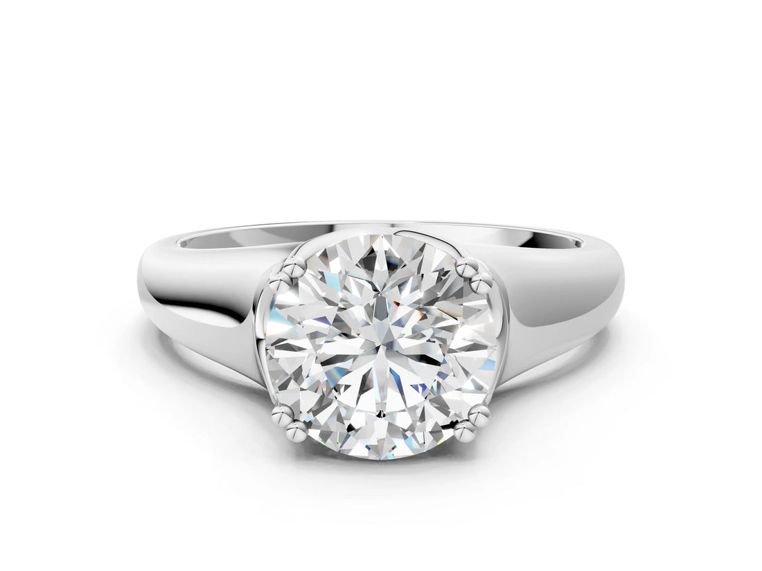 White gold Round Solitaire Diamond Ring with Six-Prong Cathedral Setting_50