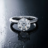 White gold Round Solitaire Diamond Ring with Six-Prong Setting on a Classic Band_15