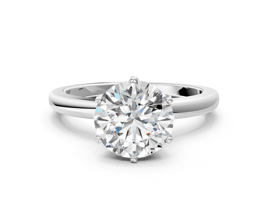 White gold Round Solitaire Diamond Ring with Six-Prong Setting on a Classic Band_21