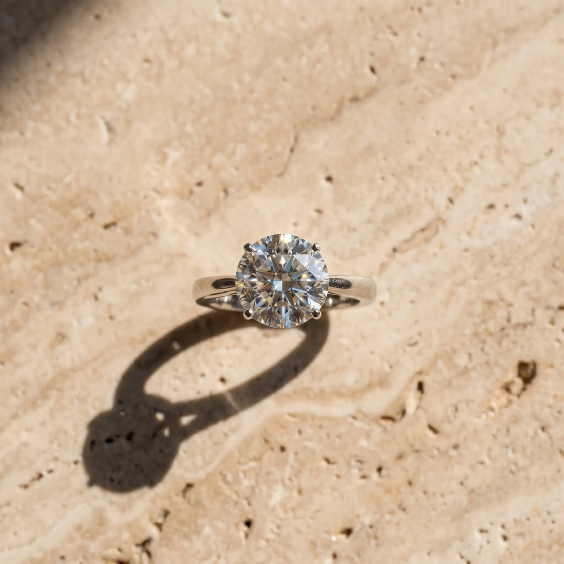 White gold Round Solitaire Diamond Ring with Split Shank and Four-Prong Setting_15