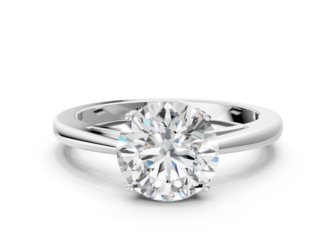 White gold Round Solitaire Diamond Ring with Split Shank and Four-Prong Setting_38