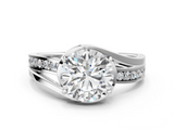 White gold Round Solitaire Diamond Ring with Split Shank and Prong Setting_152