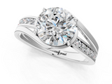 White gold Round Solitaire Diamond Ring with Split Shank and Prong Setting_153