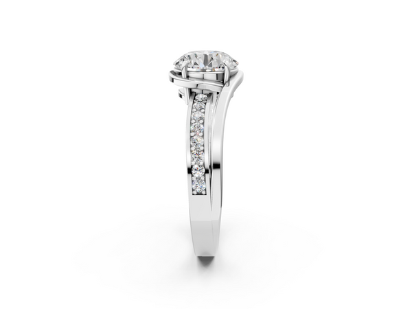 18K White Gold 2.06 Carat D VVS1 Round Diamond Solitaire Ring with Split Shank and Prong Setting