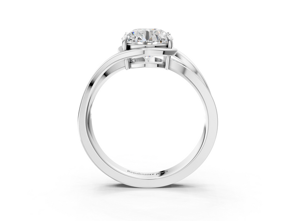 18K White Gold 2.06 Carat D VVS1 Round Diamond Solitaire Ring with Split Shank and Prong Setting