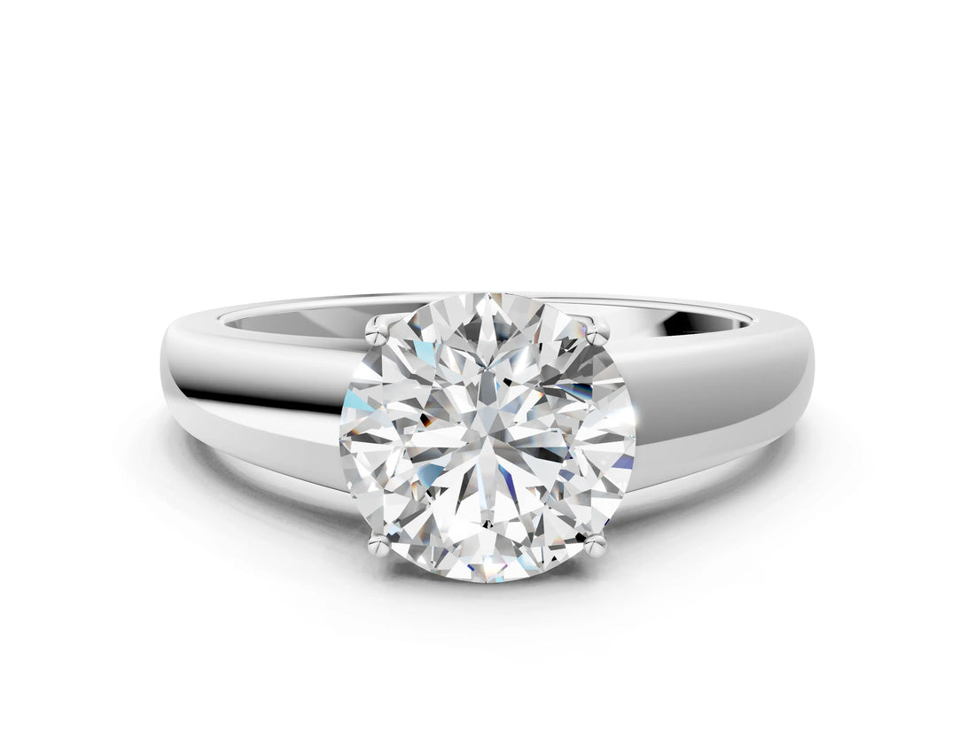 White gold Round Solitaire Diamond Ring with Tapered Band and Four-Prong Setting_63