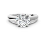 White gold Round Solitaire Diamond Ring with Tapered Band and Four-Prong Setting_68