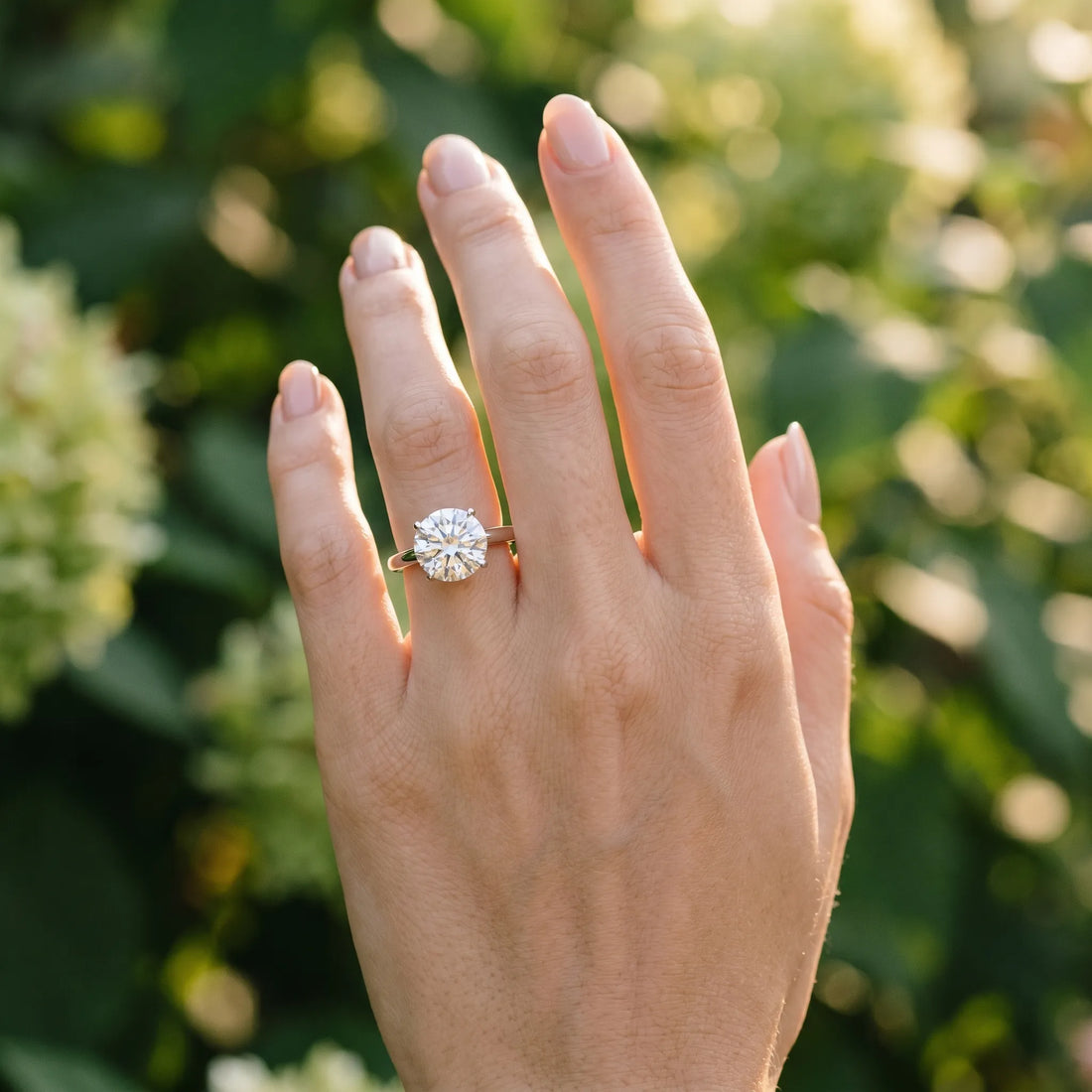 White gold Round Solitaire Diamond Ring with Thin Band and Four-Prong Setting_12