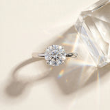 White gold Round Solitaire Diamond Ring with Thin Band and Four-Prong Setting_15