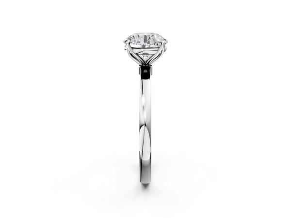 White gold Round Solitaire Diamond Ring with Thin Band and Four-Prong Setting
