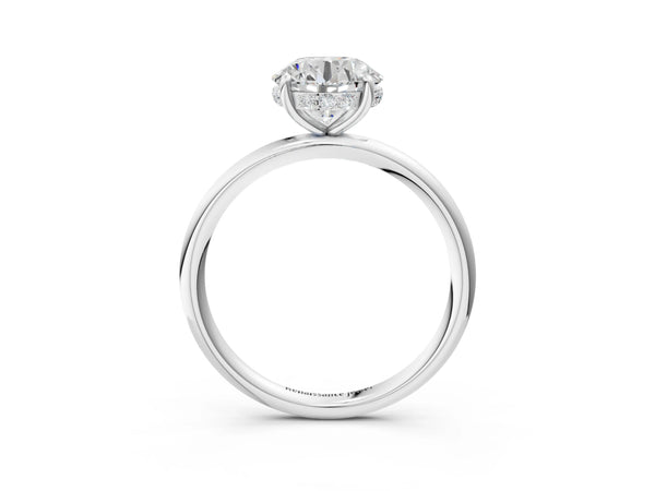 White gold Round Solitaire Diamond Ring with a Classic Band and Four-Prong Setting