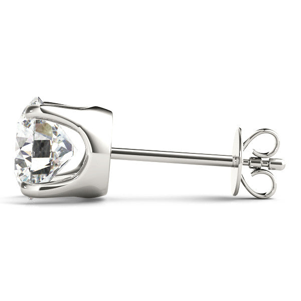 White gold Round Solitaire Diamond Stud Earrings with Four-Prong Basket Setting 3