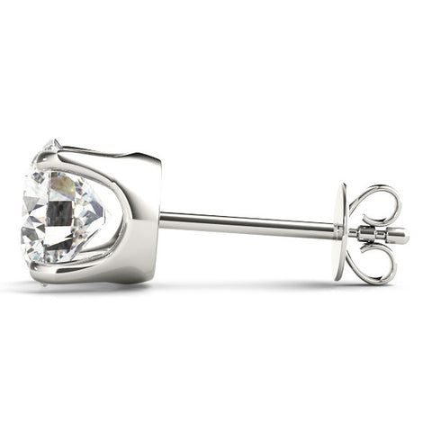 White gold Round Solitaire Diamond Stud Earrings with Four-Prong Basket Setting 3