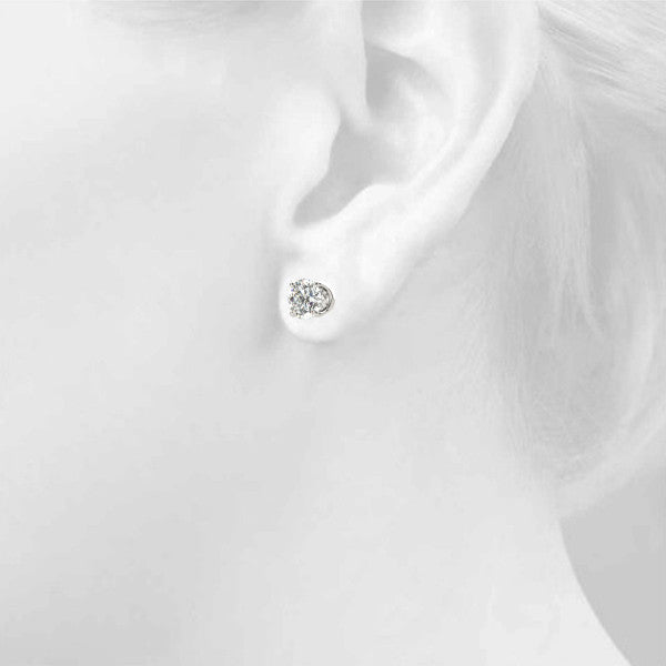 White gold Round Solitaire Diamond Stud Earrings with Four-Prong Basket Setting 4
