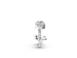 14K White Gold 2.02 Carat D VVS2 Round Solitaire Diamond Stud Earrings with Four-Prong Basket Setting
