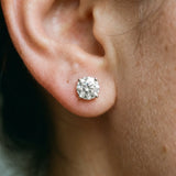 14K White Gold 2.02 Carat D VVS2 Round Solitaire Diamond Stud Earrings with Four-Prong Basket Setting