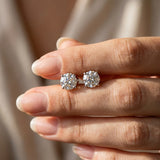 14K White Gold 2.02 Carat D VVS2 Round Solitaire Diamond Stud Earrings with Four-Prong Basket Setting