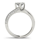 White gold Round Solitaire Diamond Twist Band with Pavé Setting and Four-Prong Setting 2