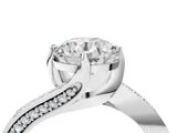 White gold Round Solitaire Diamond Twist Band with Pavé Setting and Four-Prong Setting_18
