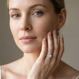 White gold Round Solitaire Diamond Twist Band with Pavé Setting and Four-Prong Setting_29