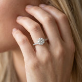 White gold Round Solitaire Diamond Twist Band with Pavé Setting and Four-Prong Setting_30