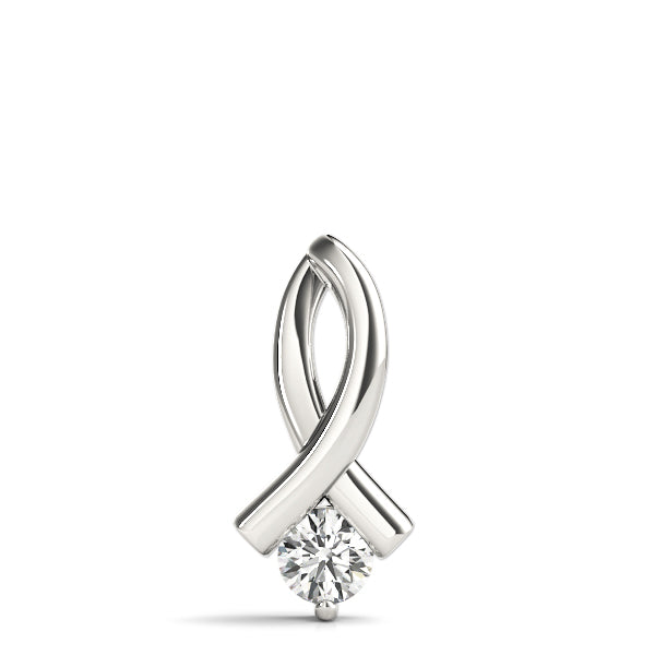 White gold Round Solitaire Diamond Twist Pendant 1