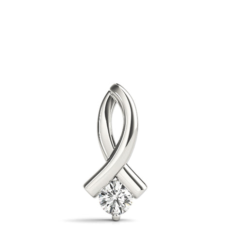 White gold Round Solitaire Diamond Twist Pendant 1